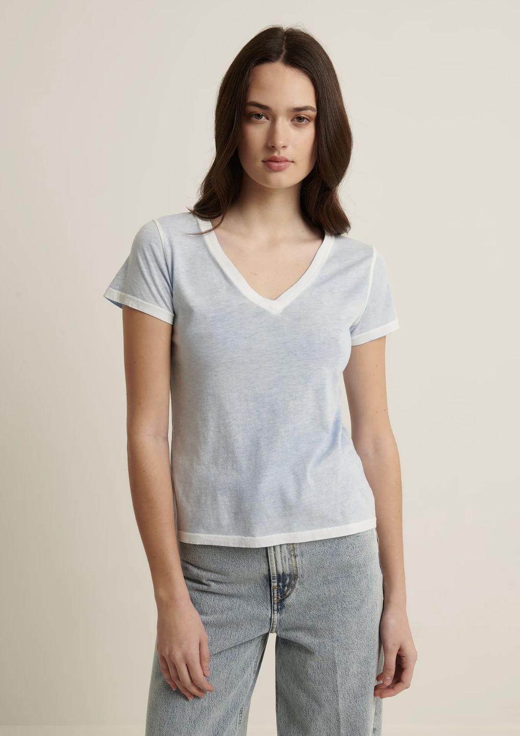 Patrick Assaraf Reverse Spray V-Neck Tee