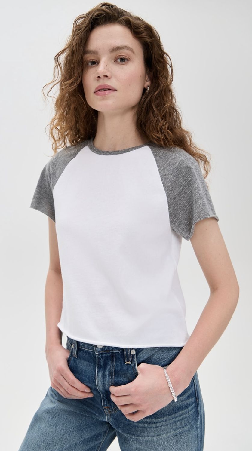 Perfect White Tee Britt Short Sleeve Baseball Tee