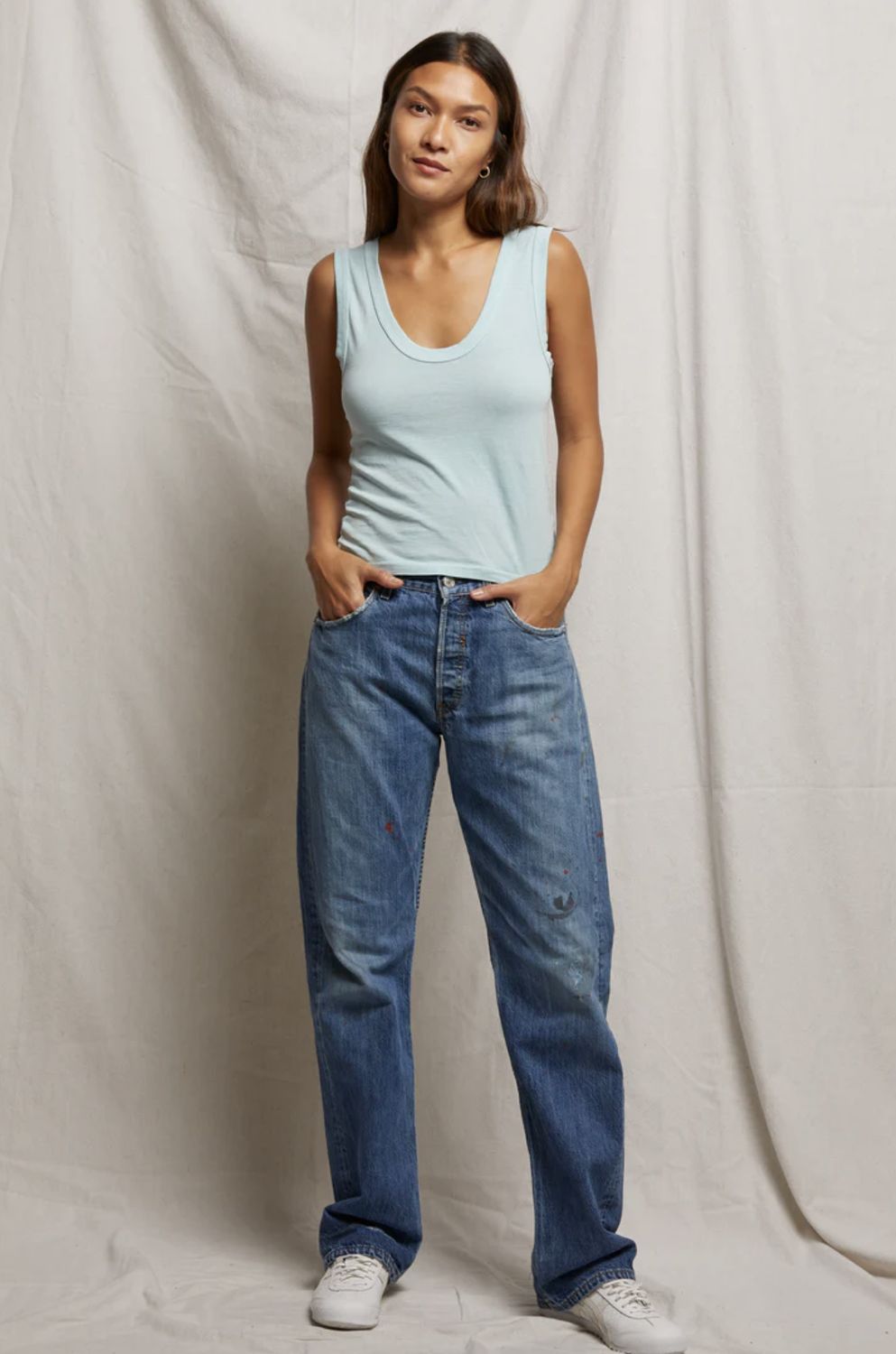 Perfect White Tee Khara Tank in Iced Aqua