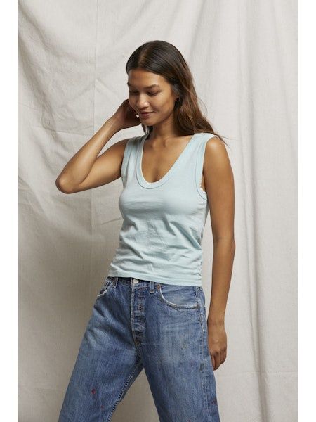 Perfect White Tee Khara Tank in Iced Aqua
