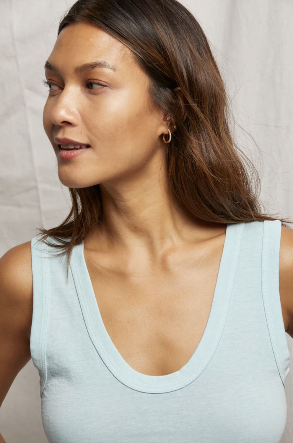 Perfect White Tee Khara Tank in Iced Aqua
