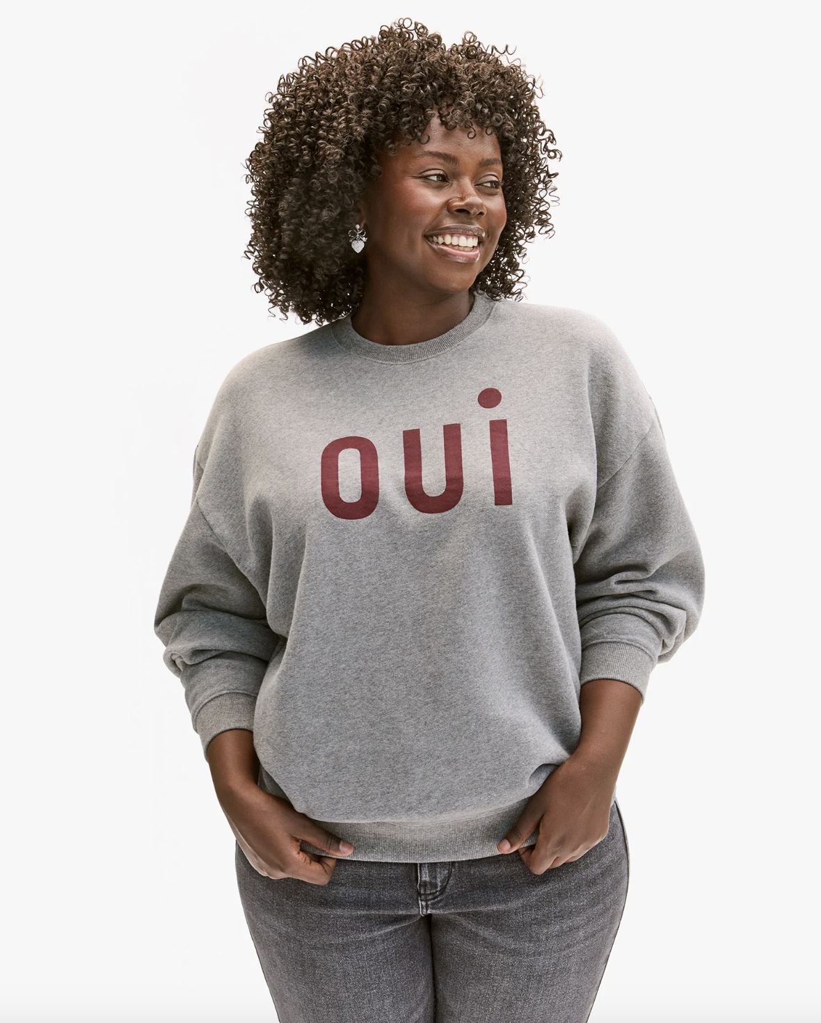Clare V Grey Oversized Oui Sweatshirt