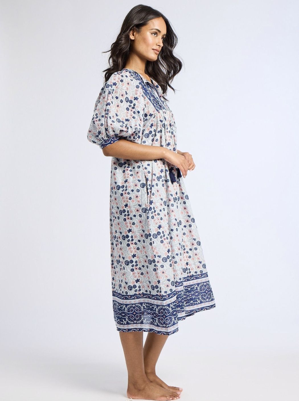 Mille Saffron Dress in Navy Floral