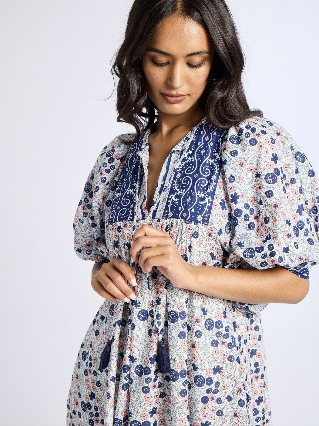 Mille Saffron Dress in Navy Floral