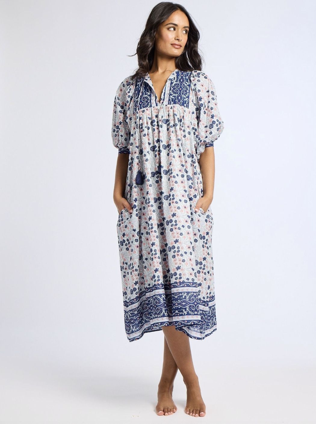 Mille Saffron Dress in Navy Floral