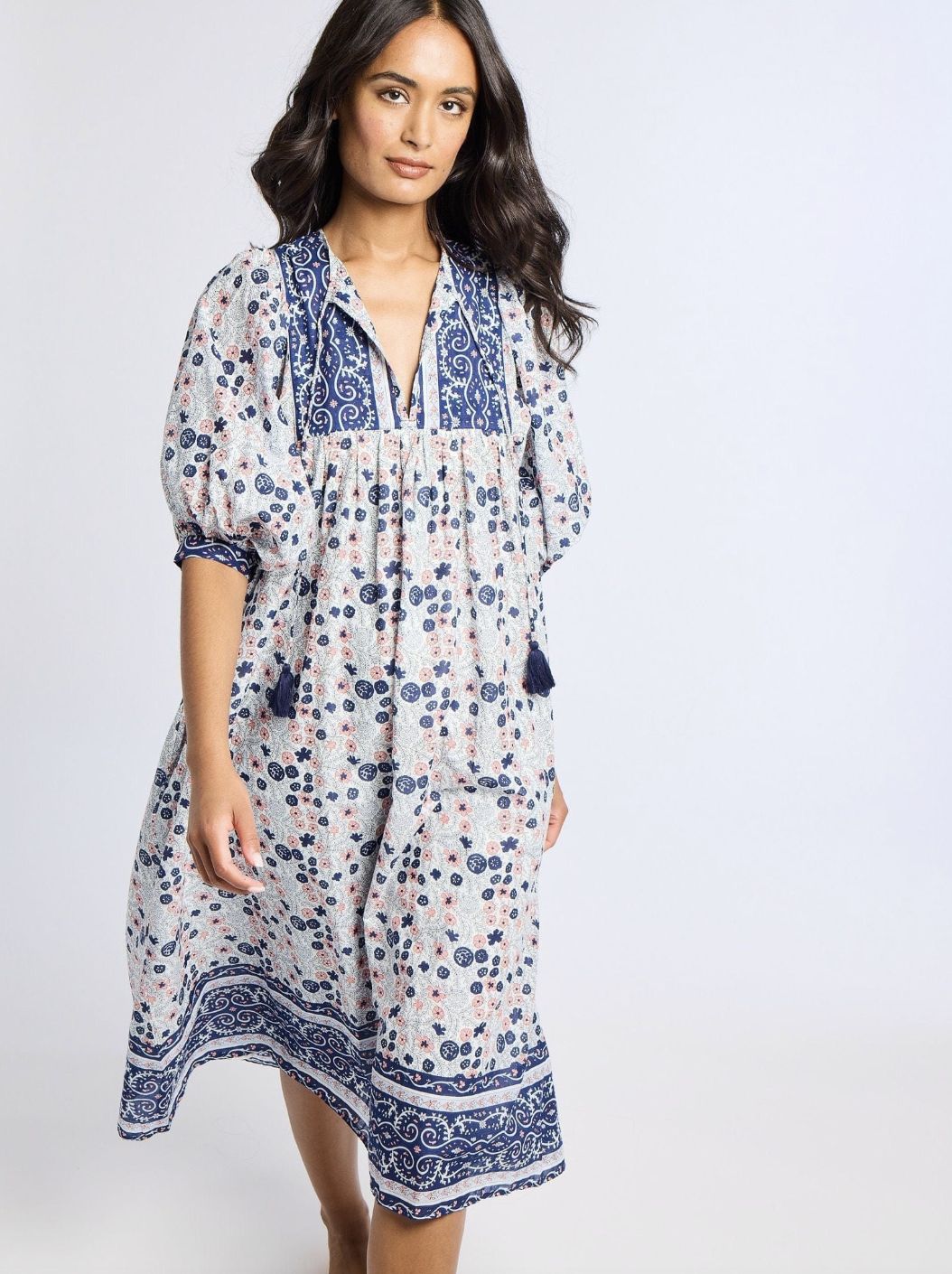 Mille Saffron Dress in Navy Floral