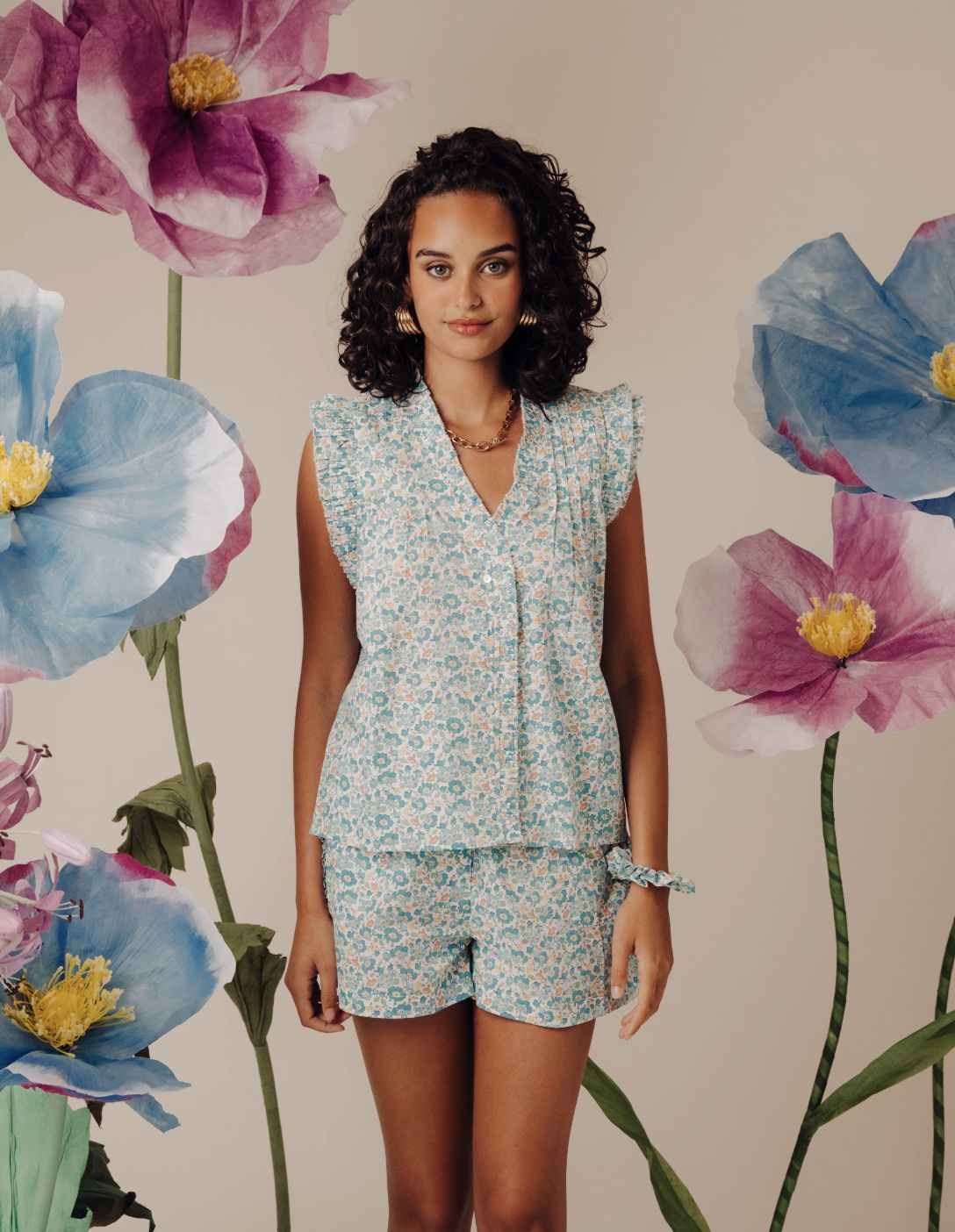 Love The Label Dana Top in Stonely Blue