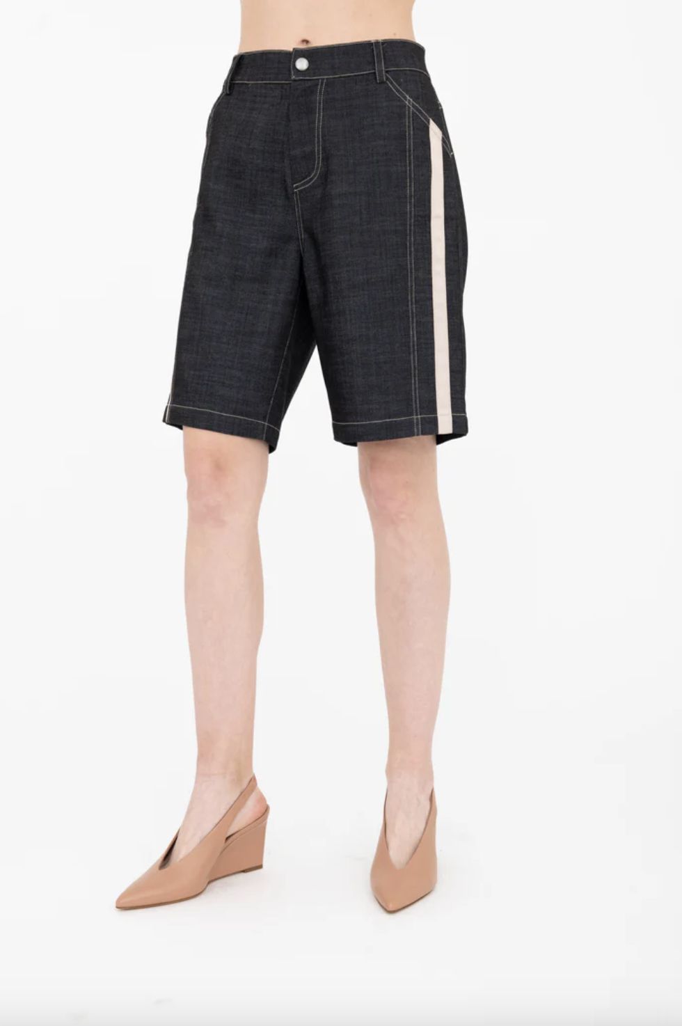 Elaine Kim Bennett Denim Bermuda Shorts, Color: Black, Size: P