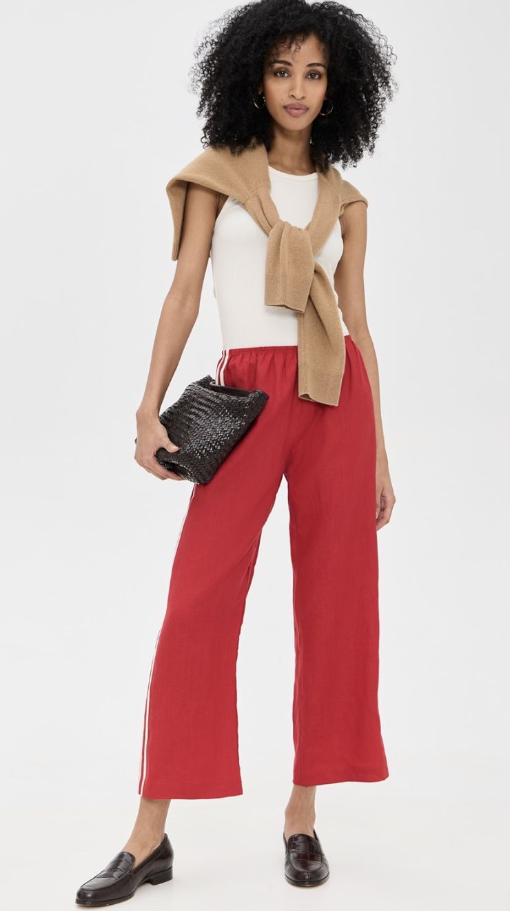Donni Linen Crop Stripe Pant