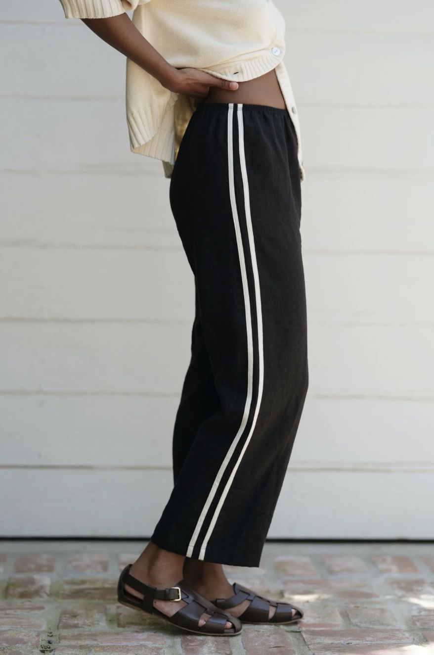 Donni Linen Crop Stripe Pant
