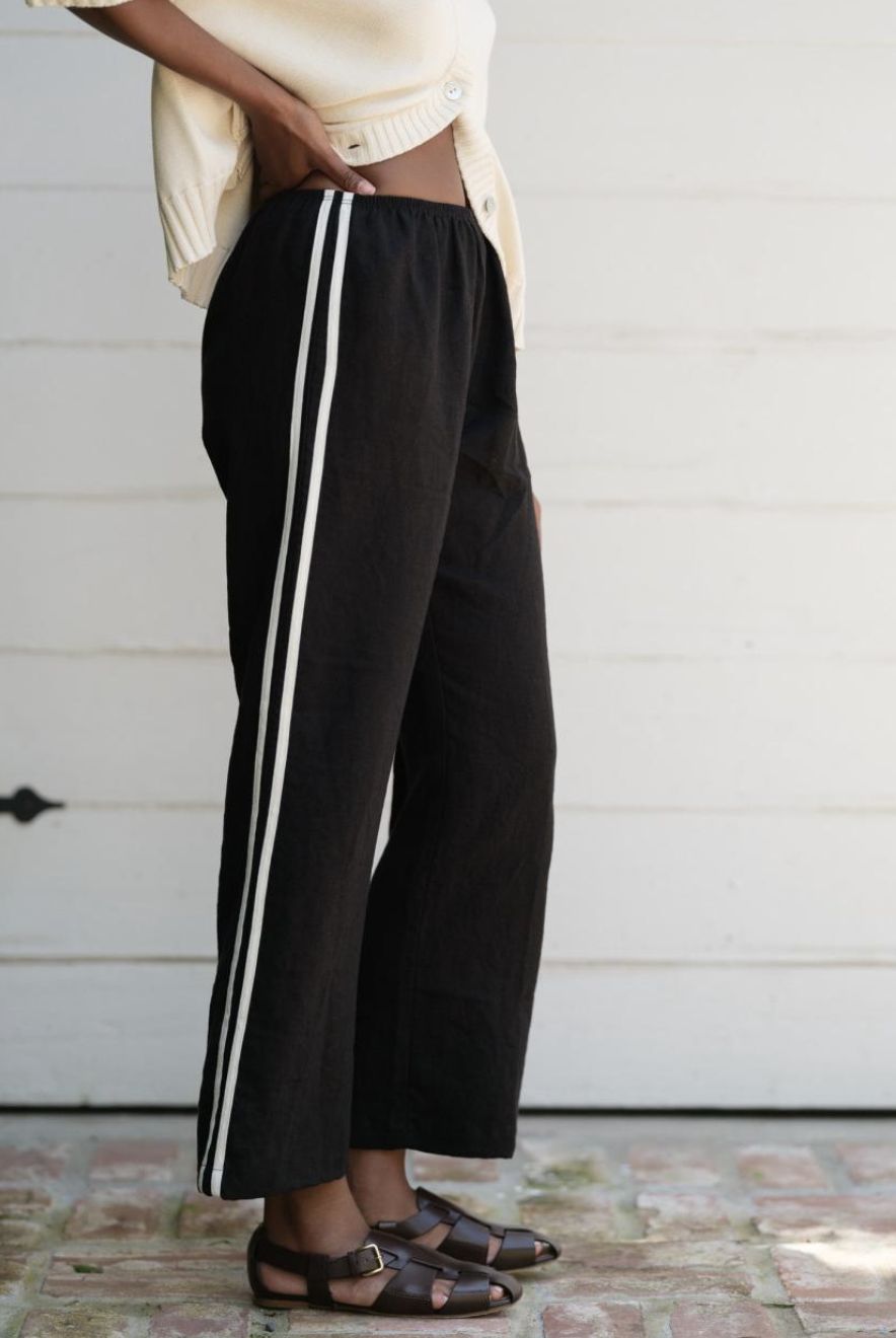 Donni Linen Crop Stripe Pant