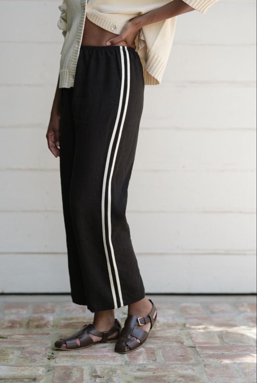 Donni Linen Crop Stripe Pant