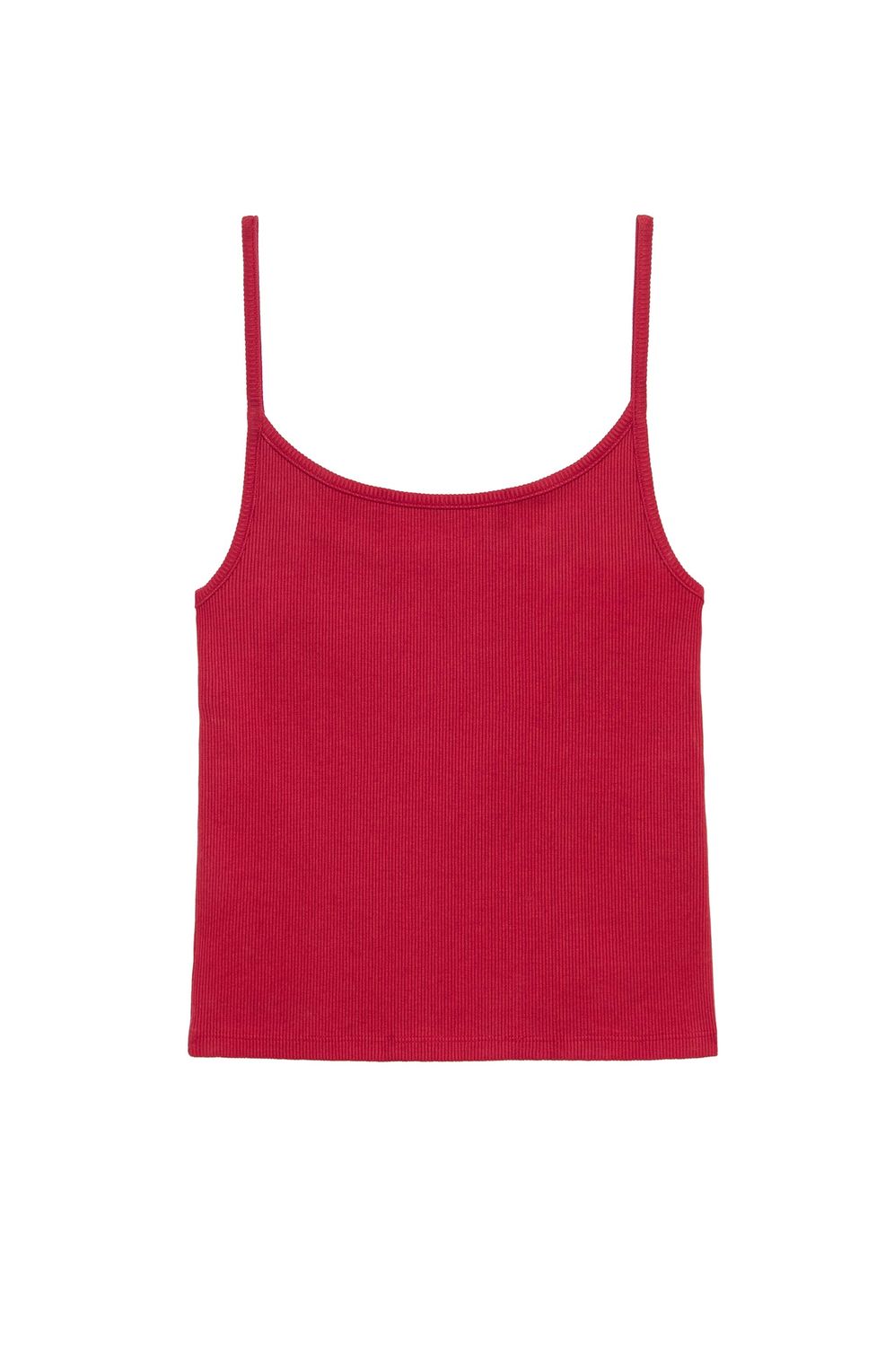 Donni Rib Spaghetti Tank in Bell Pepper