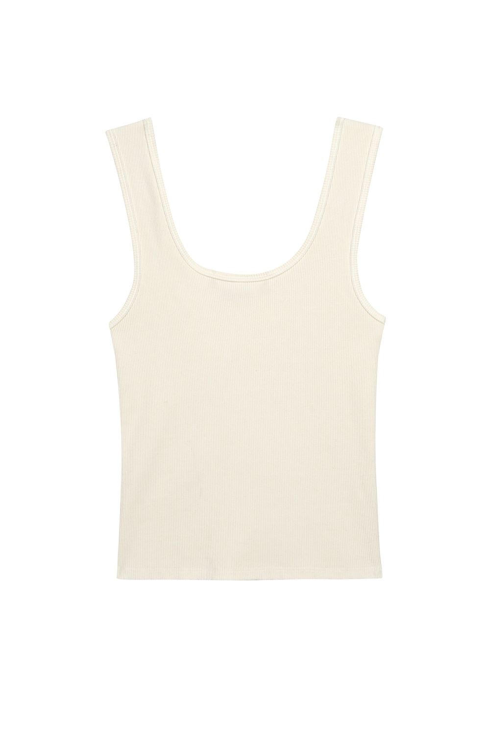 Donni Rib Scoop Tank in Creme