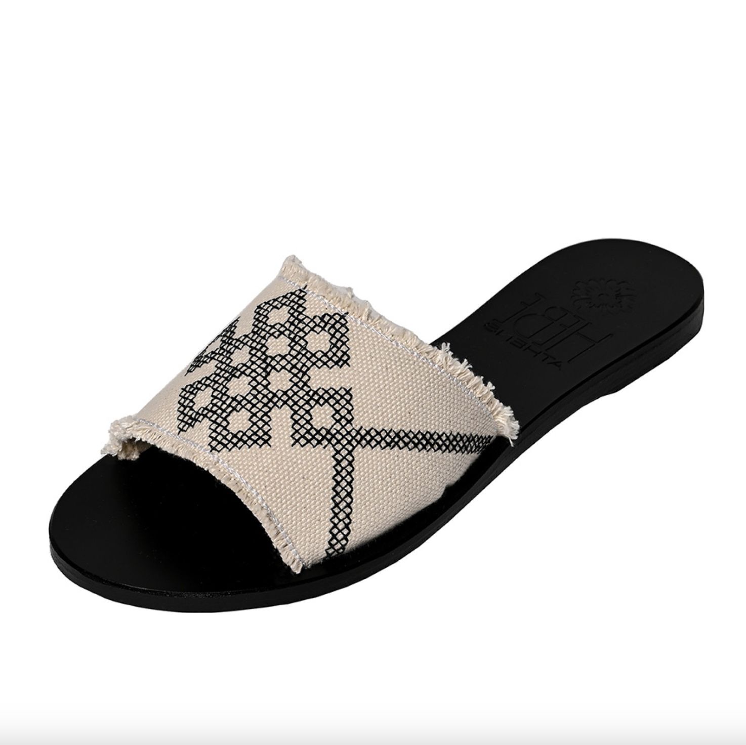 Hebe Delos Canvas and Leather Slide