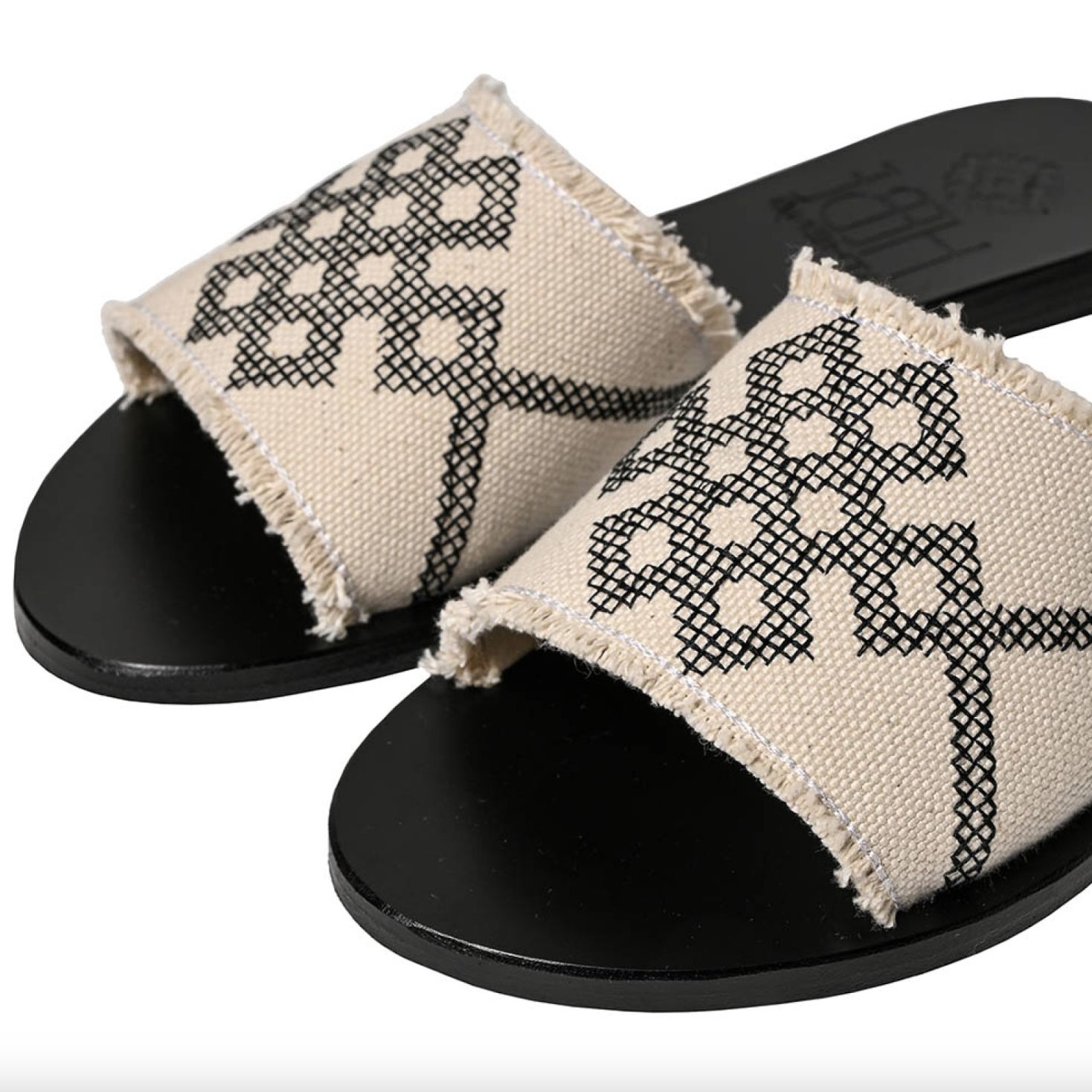 Hebe Delos Canvas and Leather Slide