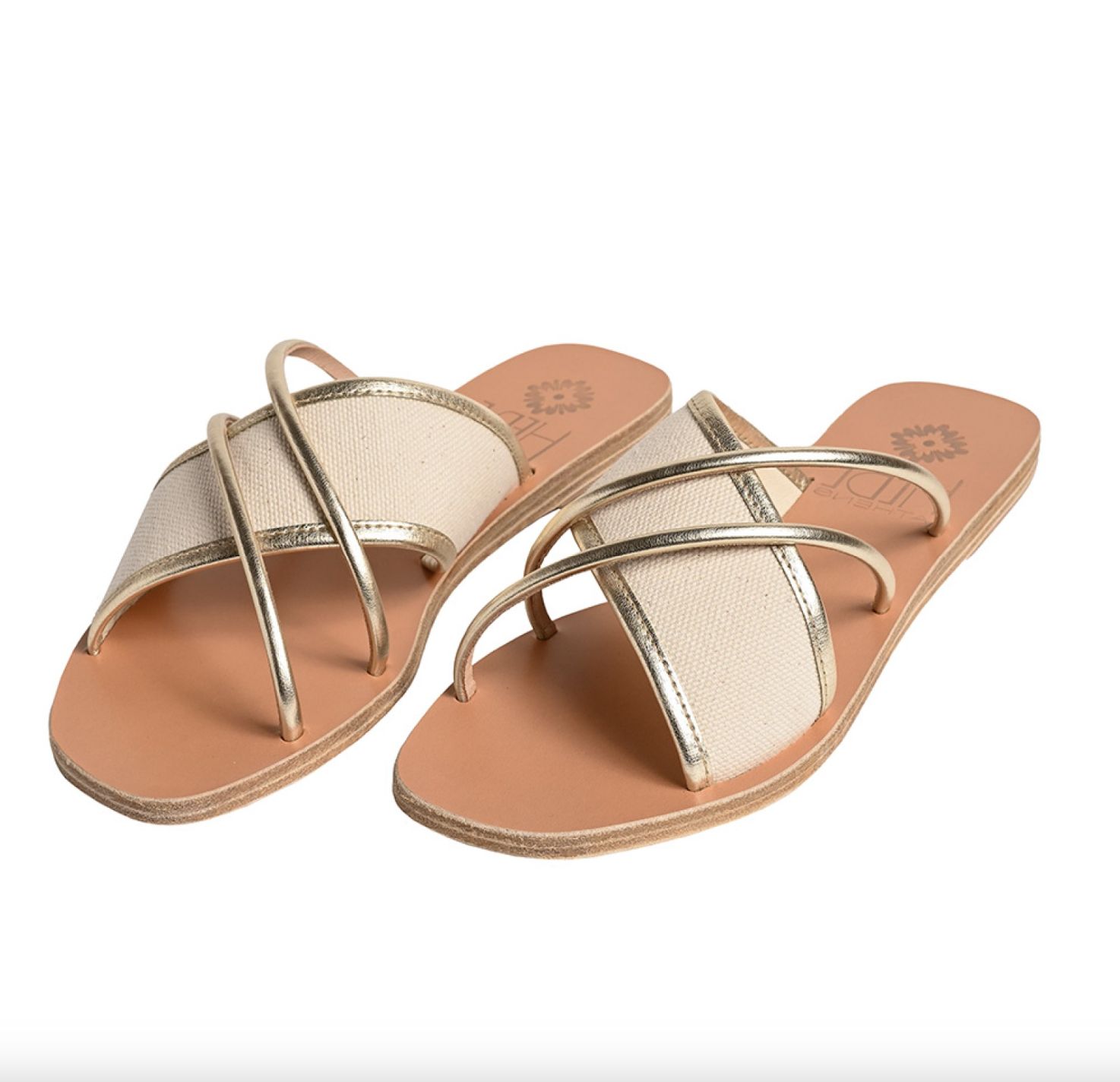 Hebe Kore Leather and Canvas Slides