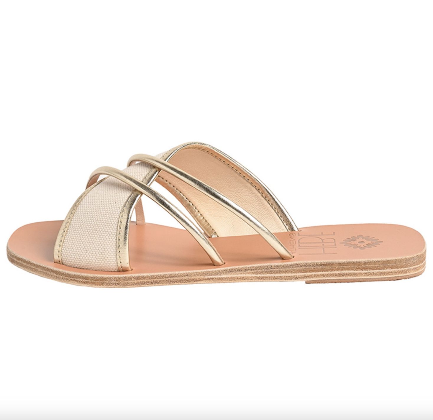 Hebe Kore Leather and Canvas Slides