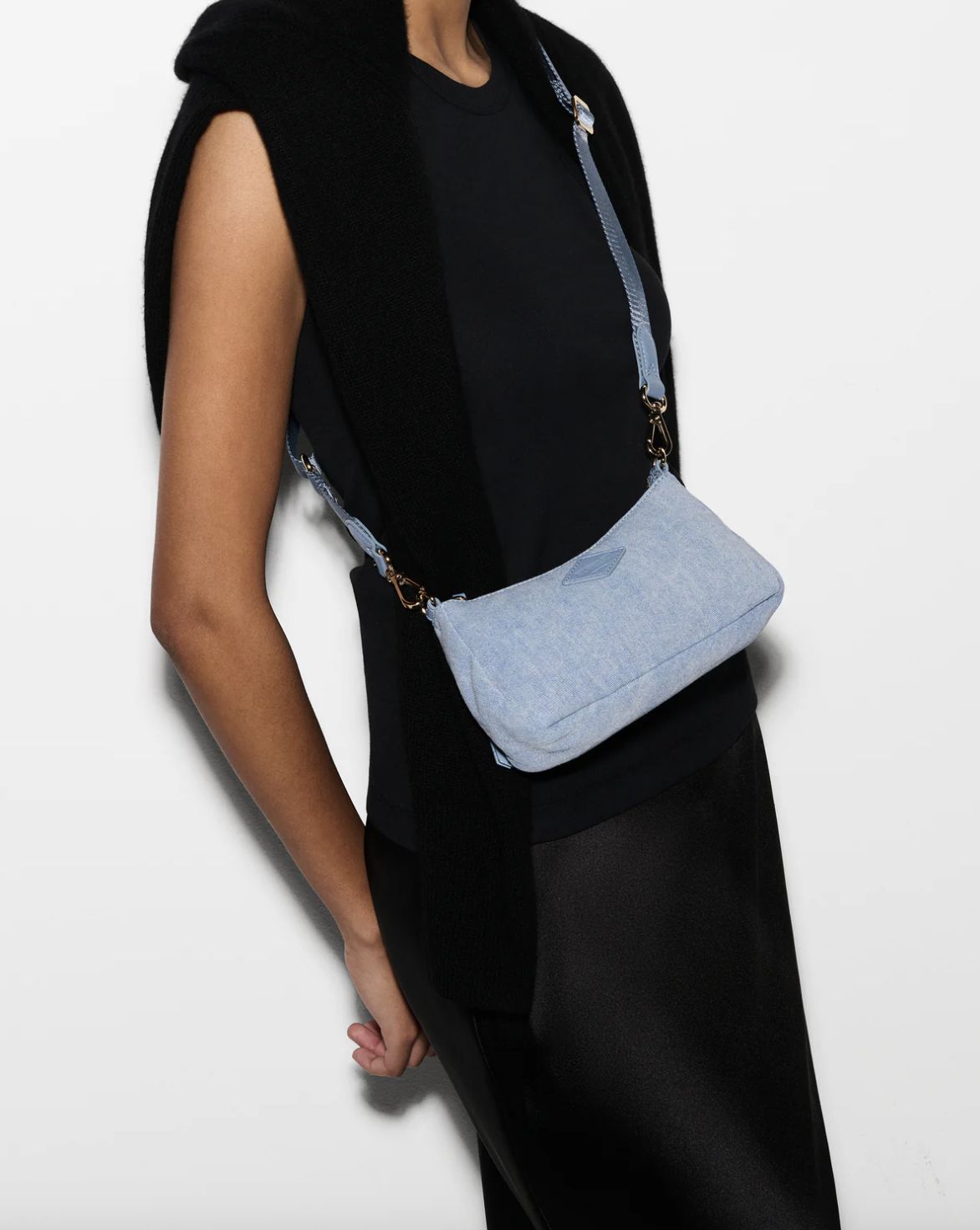 MZ Wallace Mini Chelsea Shoulder in True Light Denim