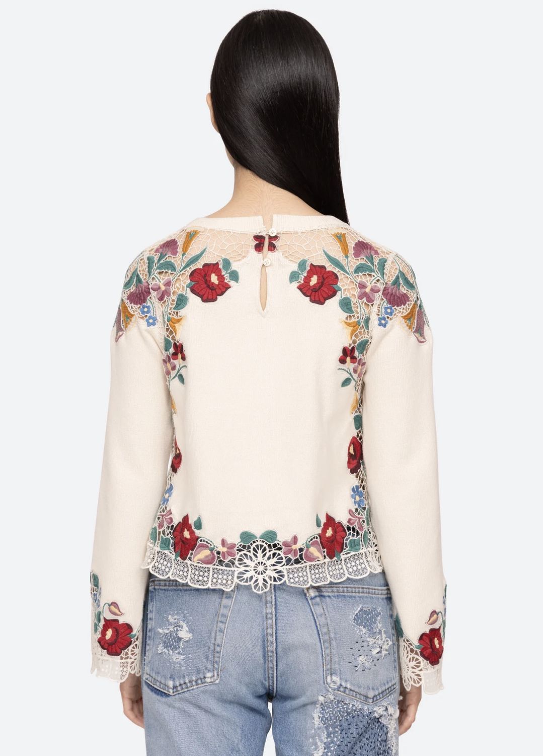 SEA-NY Katherine Floral Embroidered Sweater