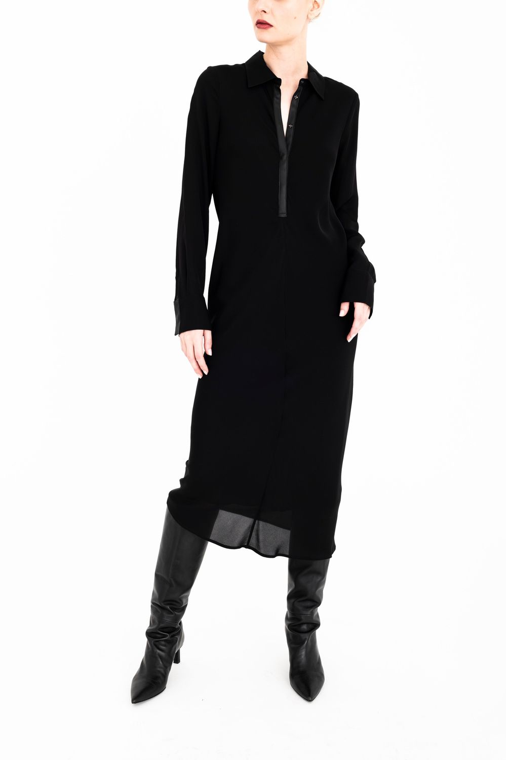 Elaine Kim Chantal Silk Georgette Bias Shirt Dress