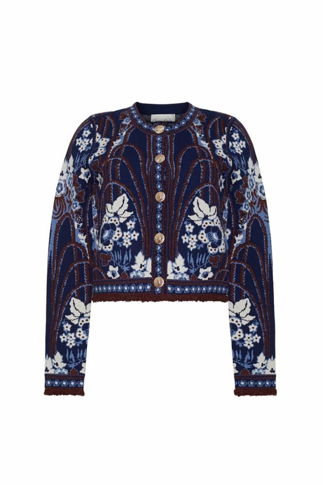 Cara Cara Livi  Knit Jacket in Fontaine Navy, Color: Fontaine Navy, Size: XS