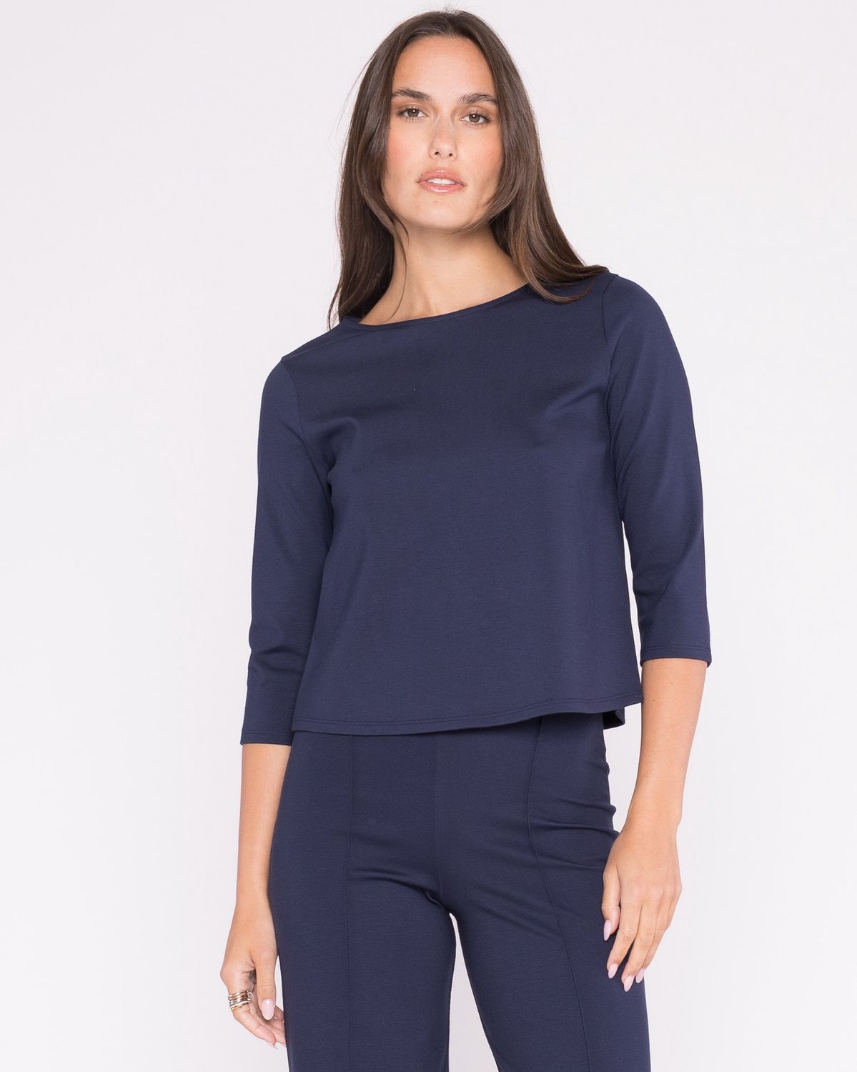 Ripley Rader Ponte Knit 3/4 Sleeve in Navy, Color: Navy, Size: 1