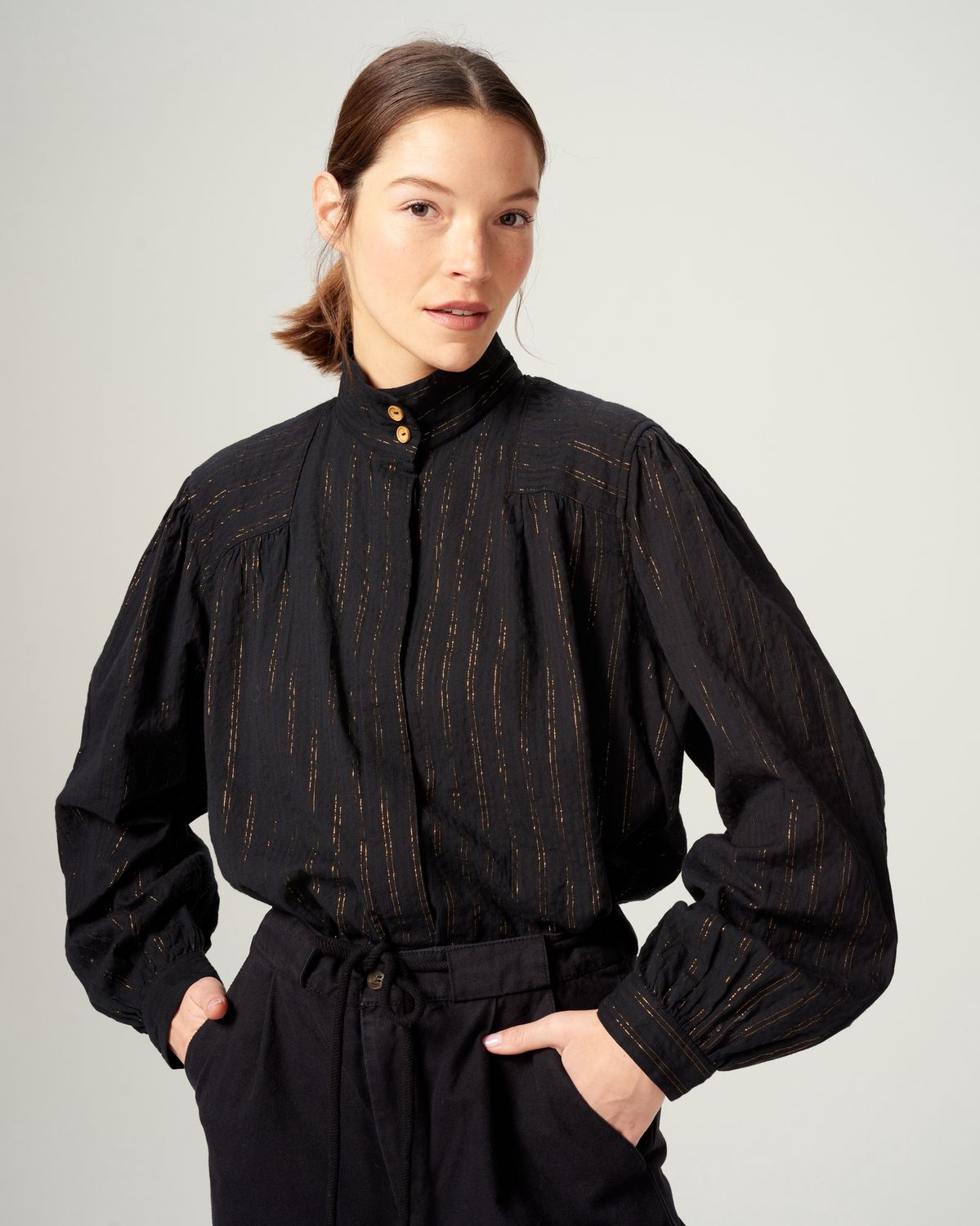Leon &amp; Harper Chana Striped Lurex Blouse