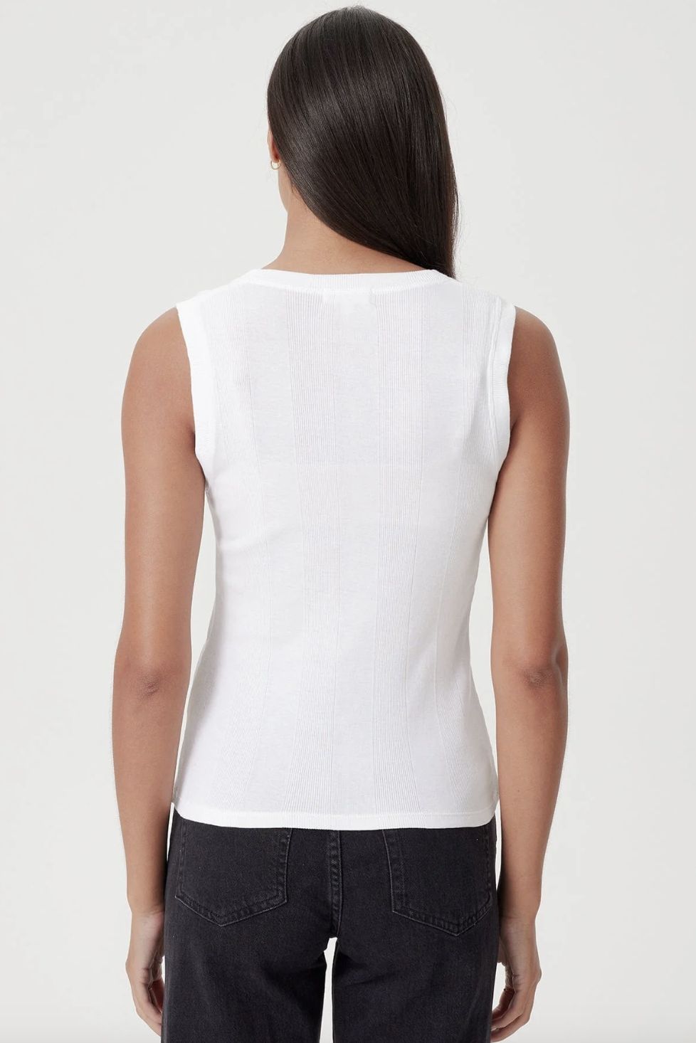 Goldie Cotton Rib V-Neck Tank with Buttons