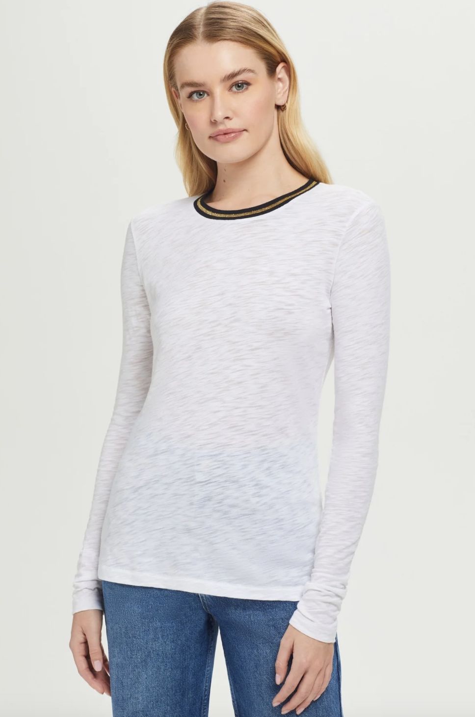 Goldie Long Sleeve Gold Tipped Ringer Tee