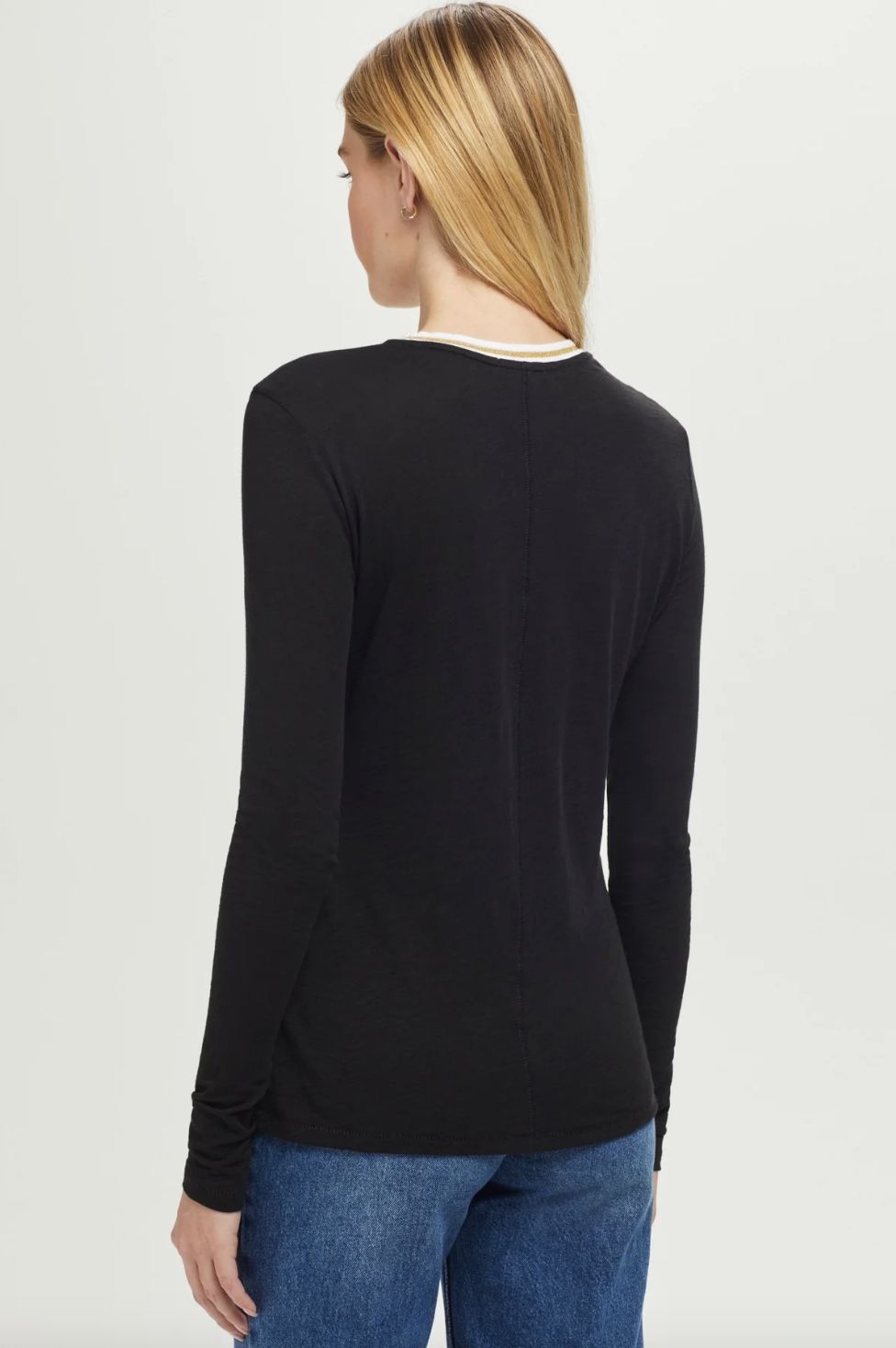 Goldie Long Sleeve Gold Tipped Ringer Tee