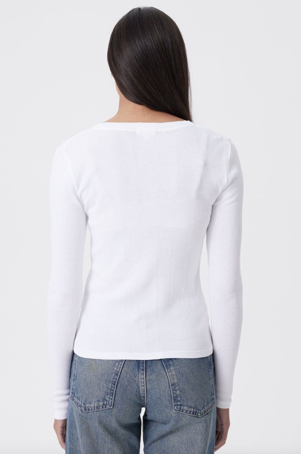 Goldie Long Sleeve Cotton Rib V-Neck with Buttons