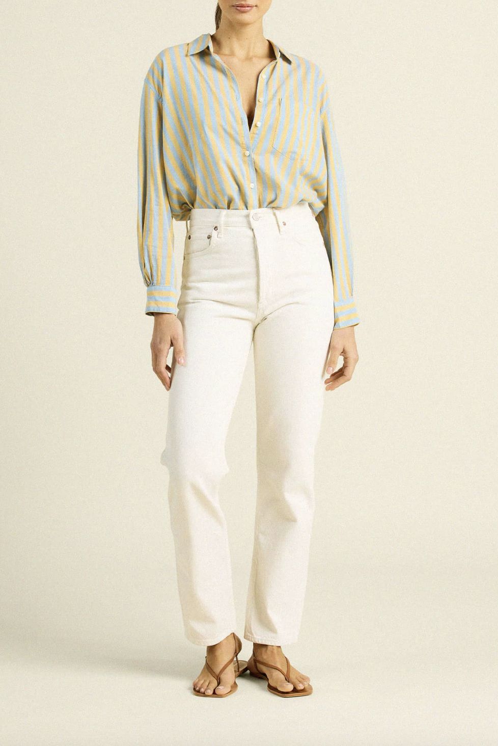 Trovata Blake Oversized Shirt in Golden Hour Stripe