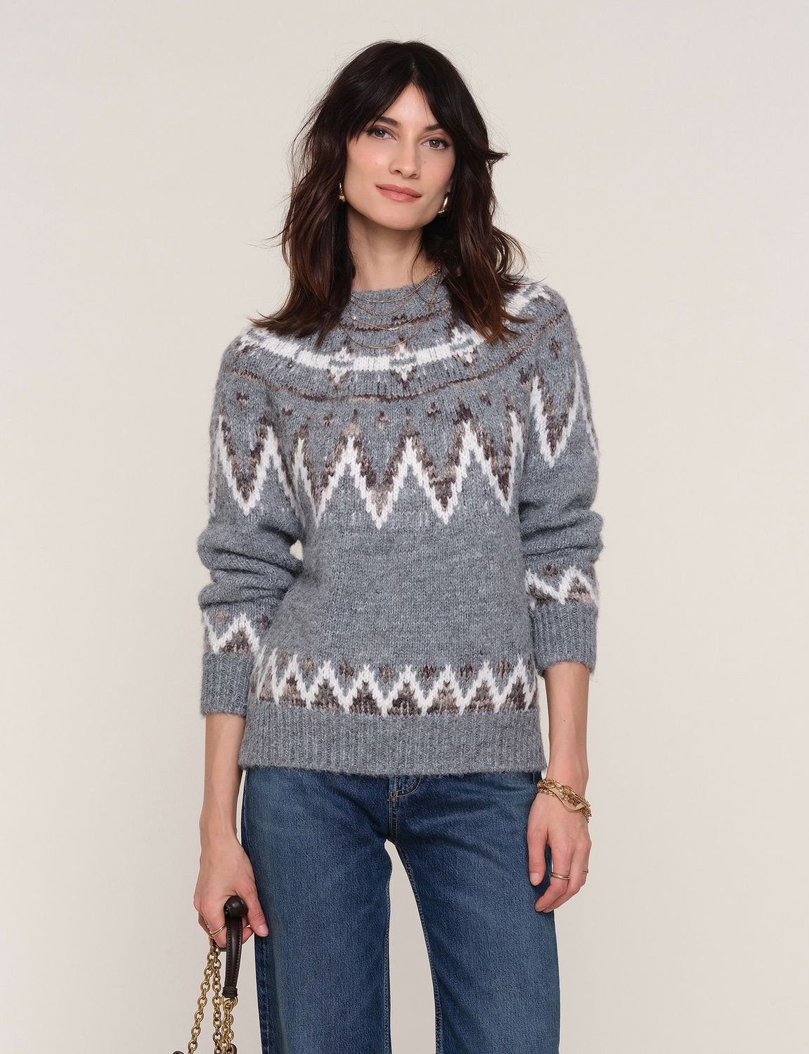 Heartloom Rae Fair Isle Sweater, Color: Heather, Size: XS