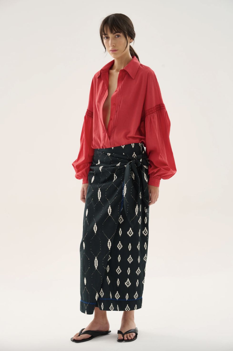 Maria Cher Torcuato Midi Wrap Skirt