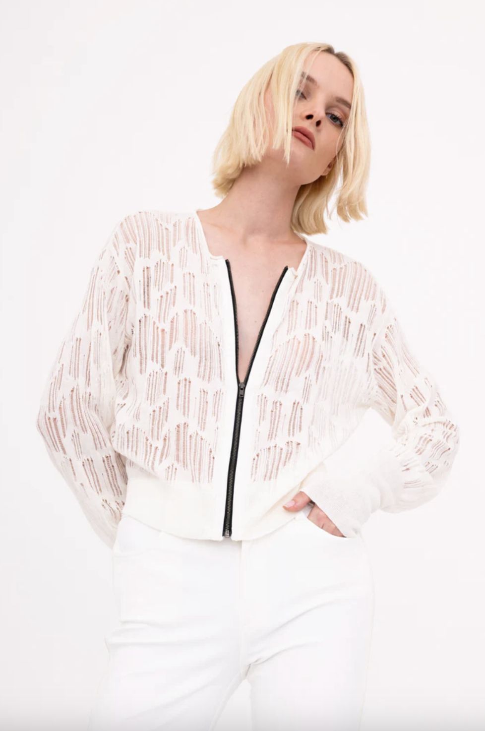 Elaine Kim Bonsai Zip Cardigan