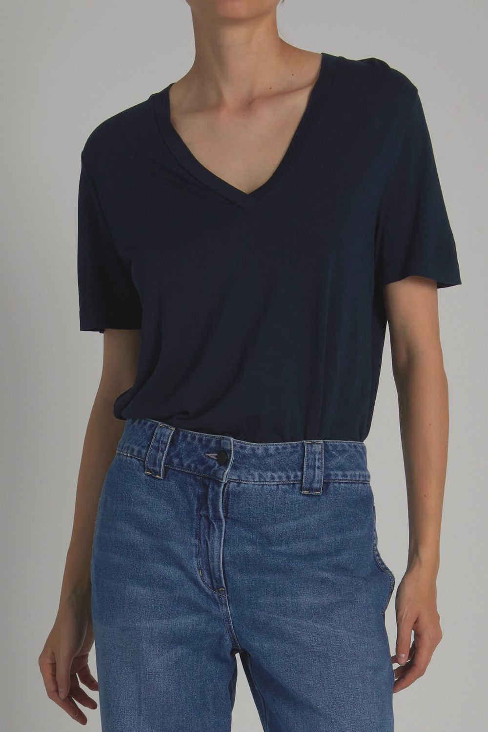 Saint Art Beck V-Neck Jersey Tee, Color: Navy, Size: XS