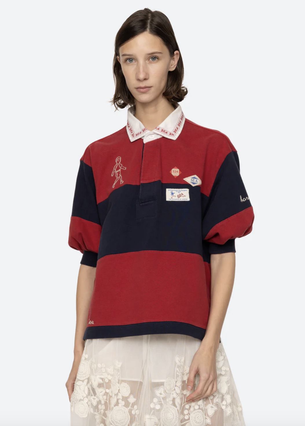 Sea-NY Carolyn Rugby Shirt, Color: Multi, Size: XS