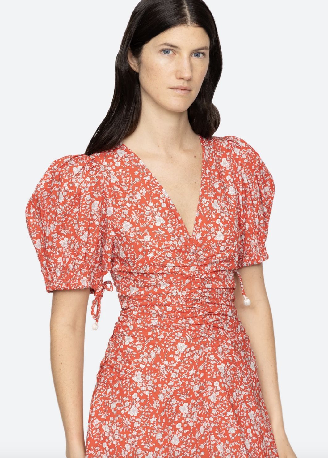 Sea-NY Lucille Midi Dress in Liberty Print, Color: Red, Size: 2