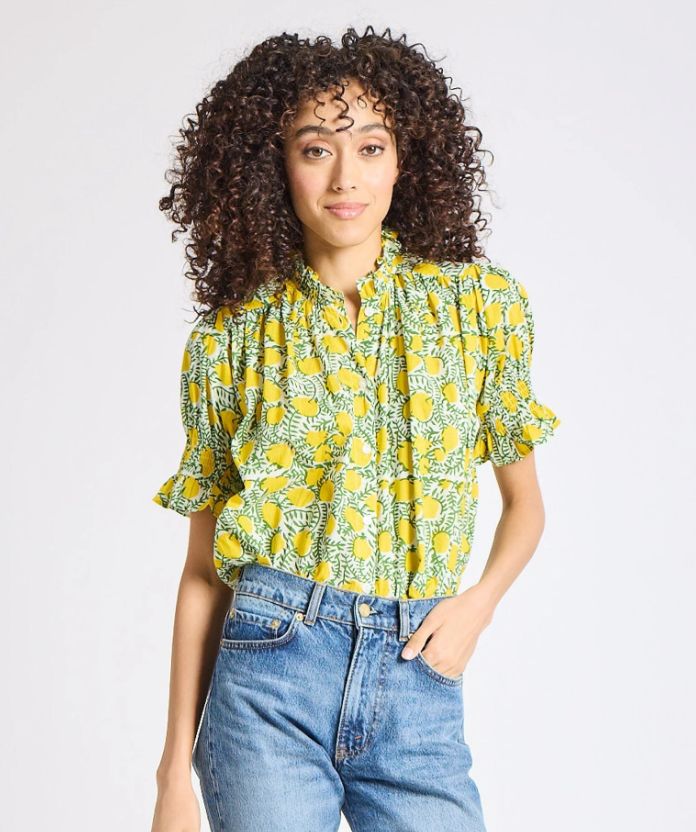 Mille Marnie Blouse in Lemons Print, Color: Lemons, Size: XS