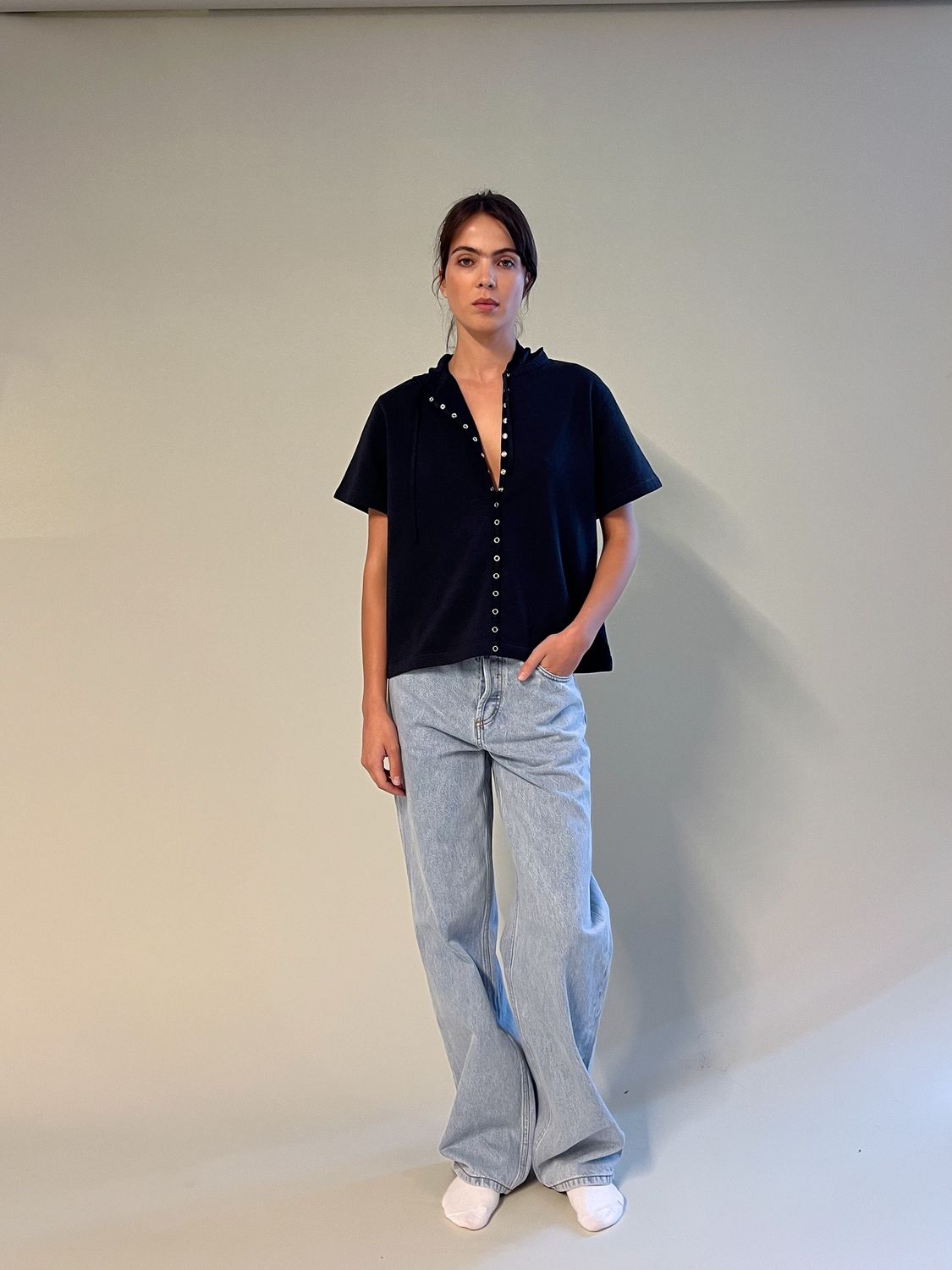 Still Here Lucky Shirt, Color: Navy, Size: XS