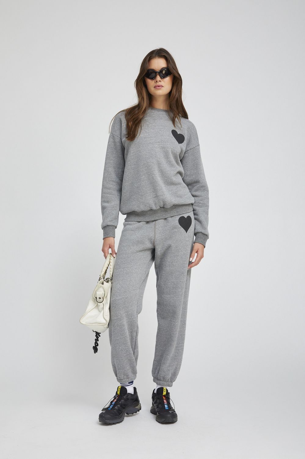 SPRWMN Heart Logo Joggers in Heather Grey