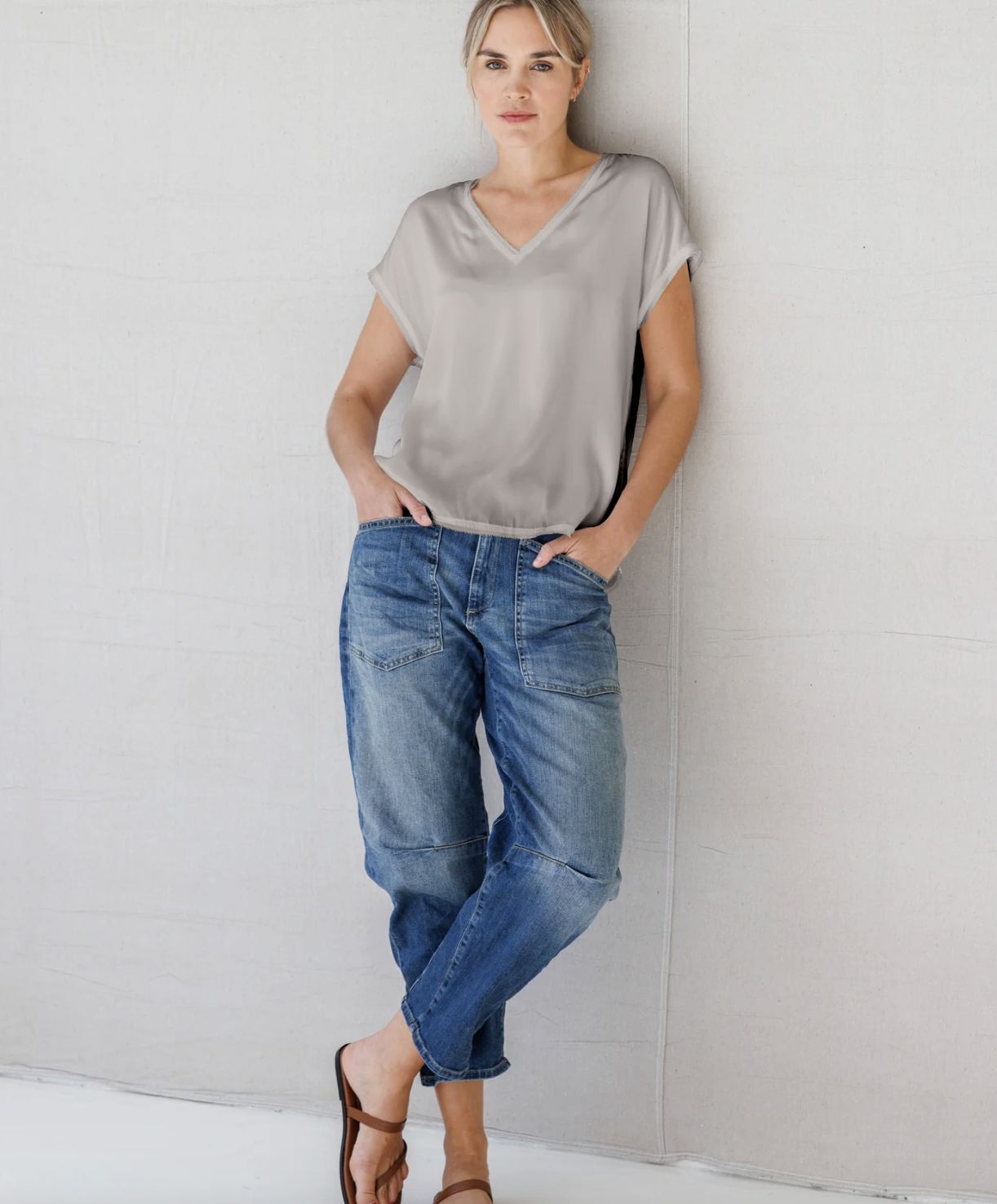 Go Silk Go Raw Luxe Revisited Tee in Sand