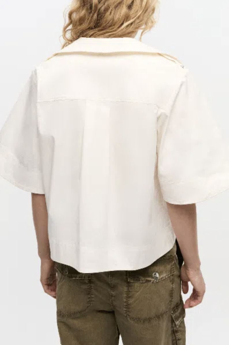GANNI Stretch Cotton Blouse with Ties