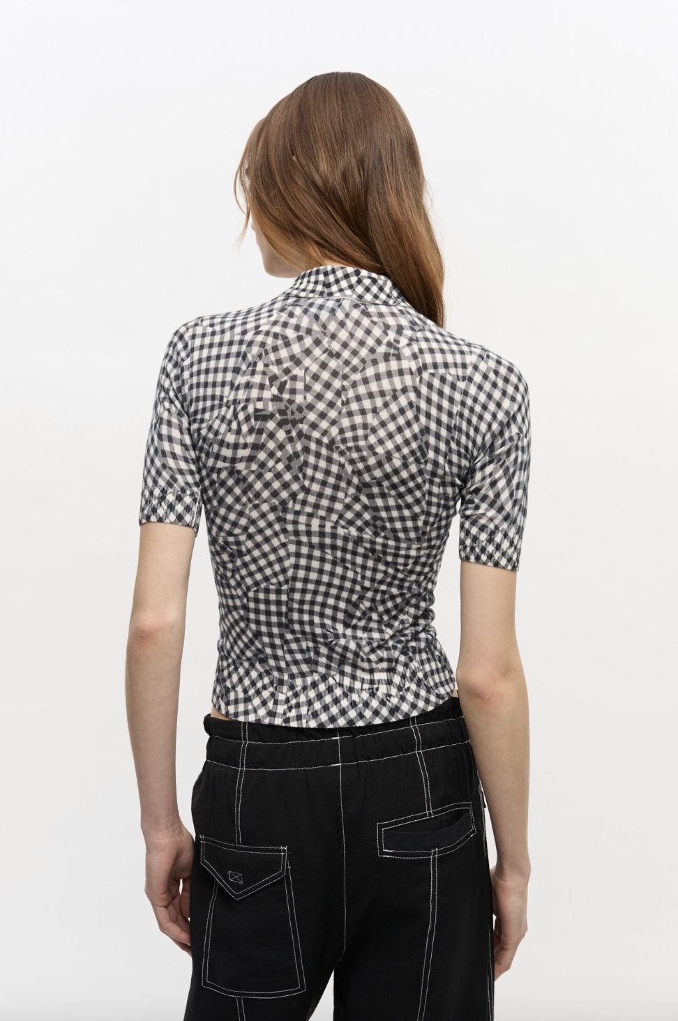 GANNI Abstract Gingham Printed Polo
