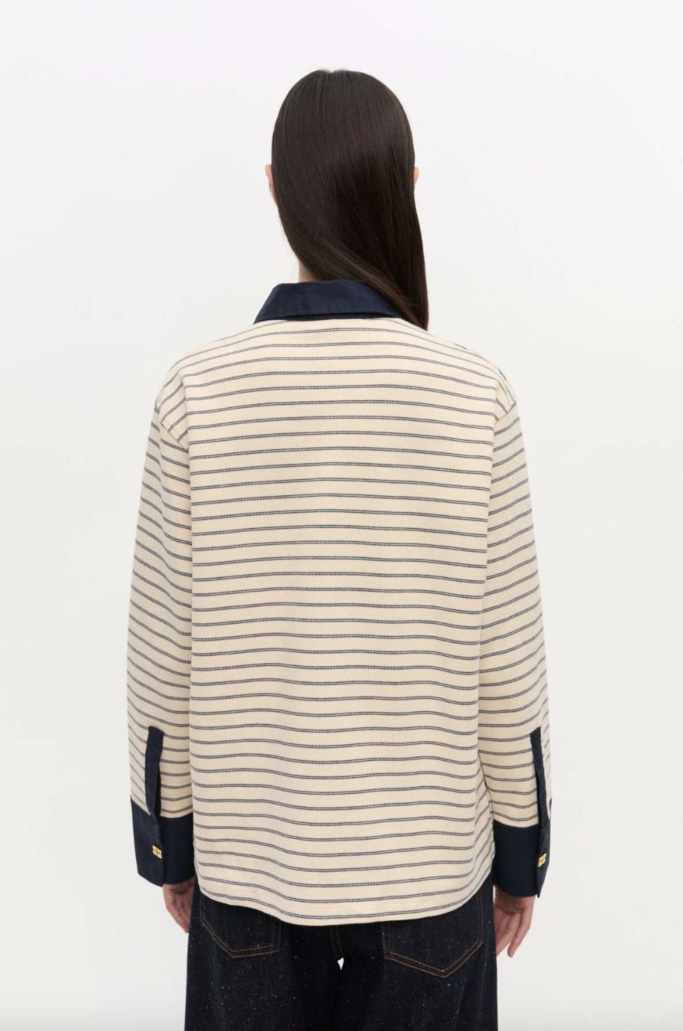 GANNI Striped Cotton Polo