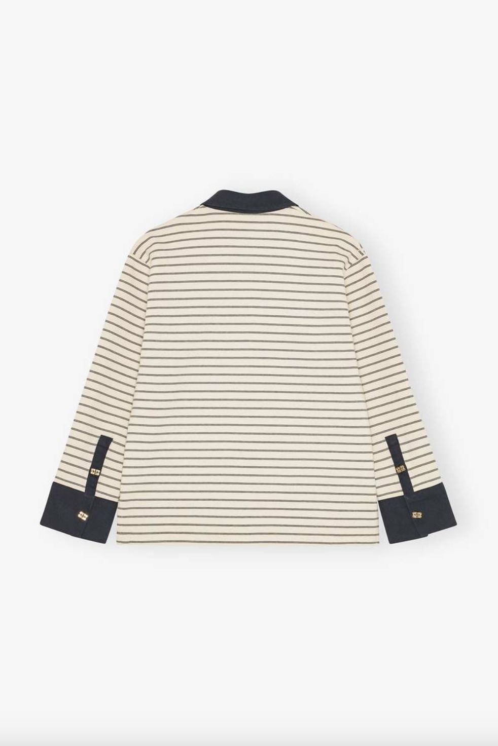 GANNI Striped Cotton Polo