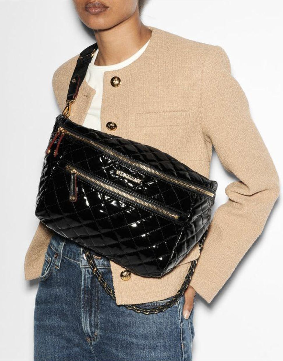 MZ Wallace Crosby Sling in Black Lacquer
