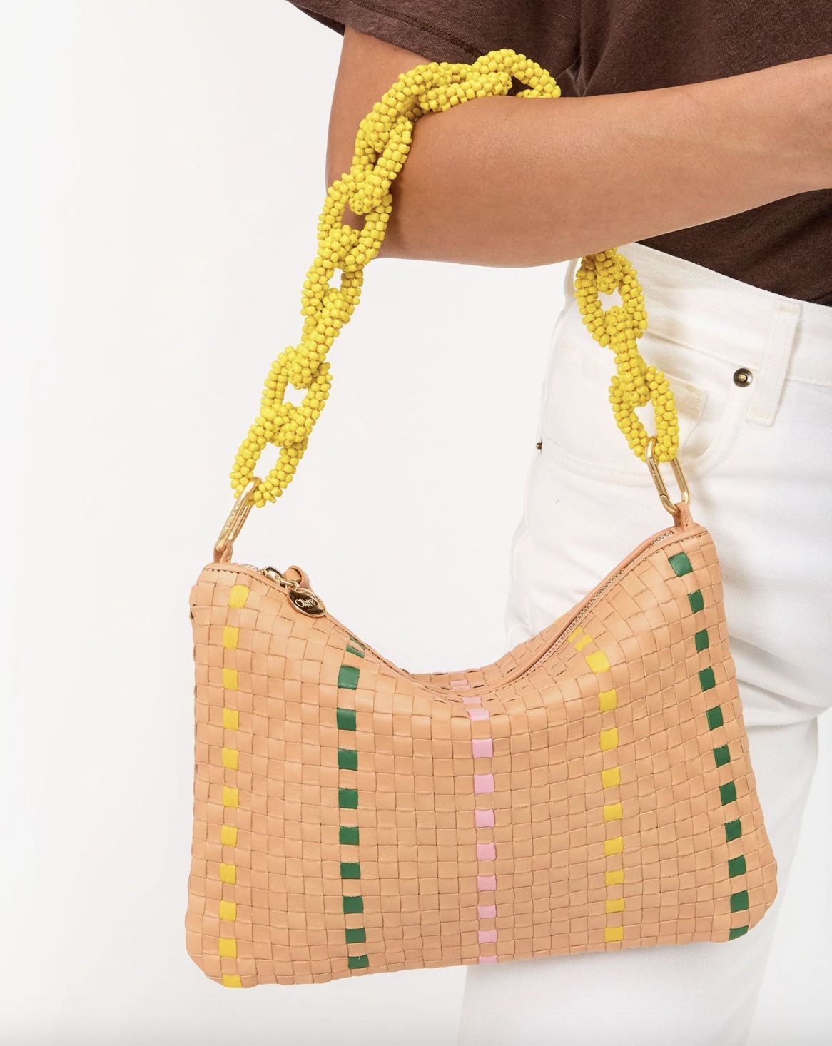 Clare V Flat Clutch in Bisque Weave