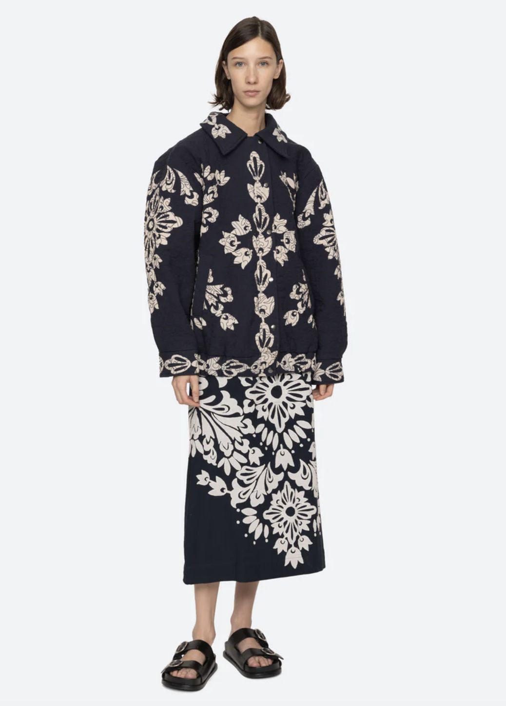 Sea-NY Liliana Applique Quilted Jacket